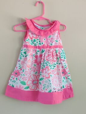 Blueberi Boulevard - Baby Girls Pink Floral Sundress 100% Cotton Size 24M